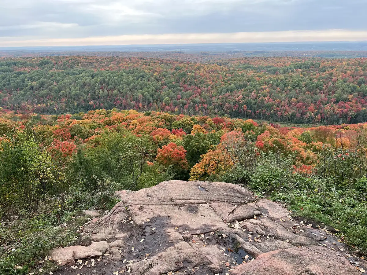 Autumn-colored hardwood forest at St. Peter’s Dome in the Chequamegon-Nicolet National Forest.