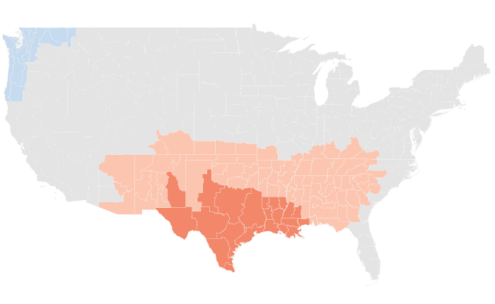 NOAA Climate Prediction Center temperature outlook for FMA 2012, redrawn by division