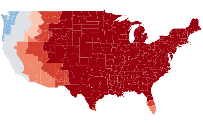 Observed temperature departure from normal for MAM 2012