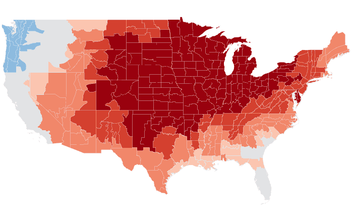 Observed temperature departure from normal for MJJ 2012