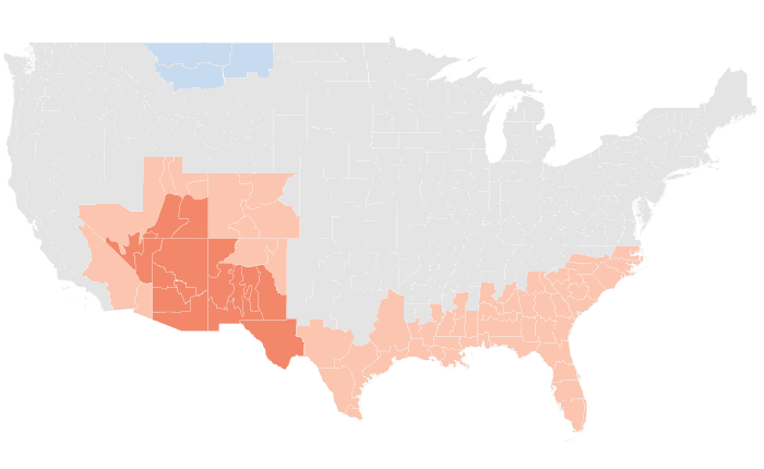 NOAA Climate Prediction Center temperature outlook for MJJ 2012, redrawn by division