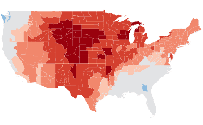 Observed temperature departure from normal for JJA 2012