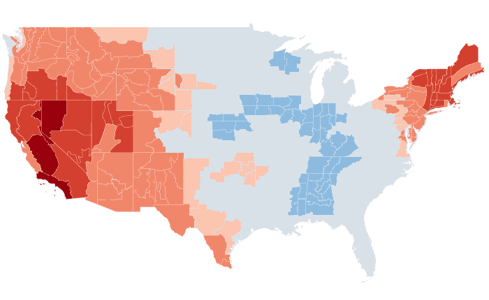 Observed temperature departure from normal for ASO 2012