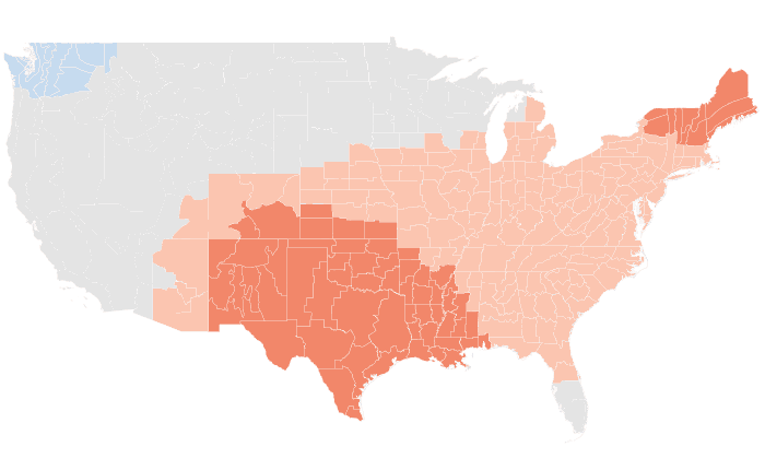 NOAA Climate Prediction Center temperature outlook for AMJ 2013, redrawn by division