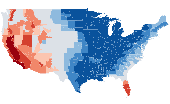 Observed temperature departure from normal for NDJ 2013-14
