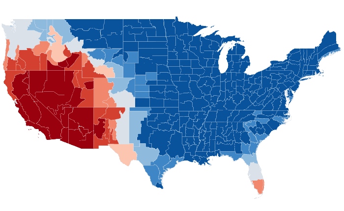 Observed temperature departure from normal for JFM 2014