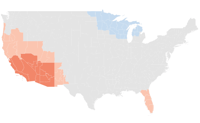 NOAA Climate Prediction Center temperature outlook for MAM 2014, redrawn by division