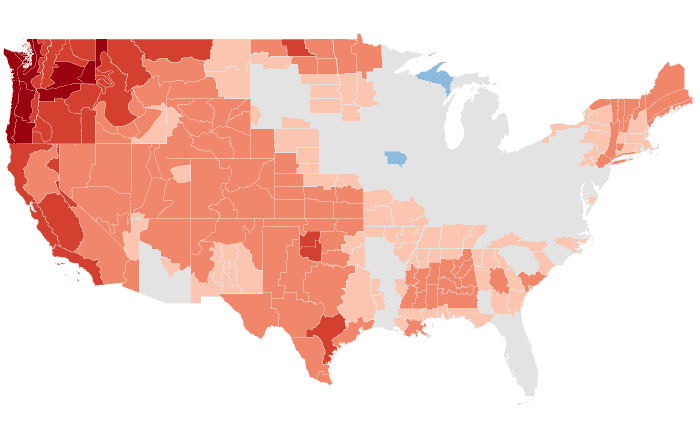 Observed temperature departure from normal for ASO 2014