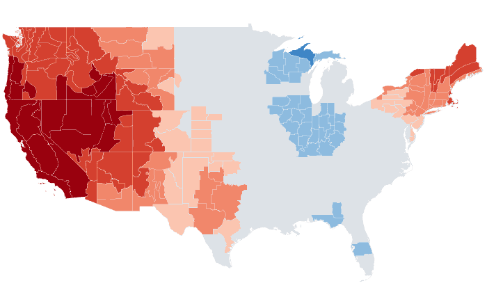 Observed temperature departure from normal for OND 2014