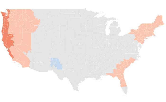NOAA Climate Prediction Center temperature outlook for OND 2014, redrawn by division