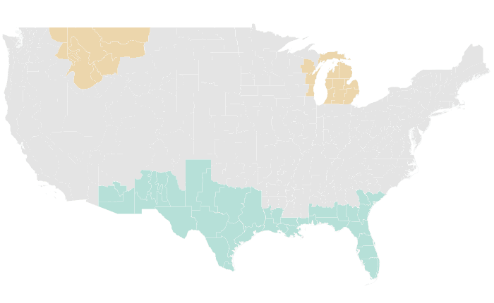 NOAA Climate Prediction Center precipitation outlook for NDJ 2014-15, redrawn by division