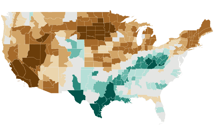 Observed precipitation departure from normal for FMA 2015
