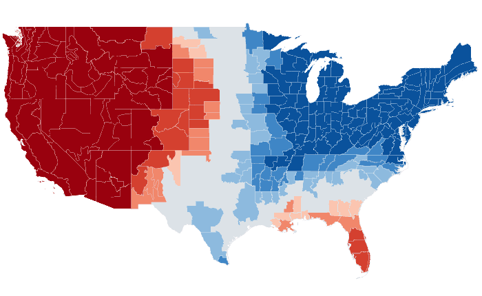 Observed temperature departure from normal for FMA 2015