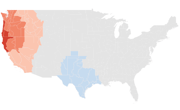 NOAA Climate Prediction Center temperature outlook for FMA 2015, redrawn by division