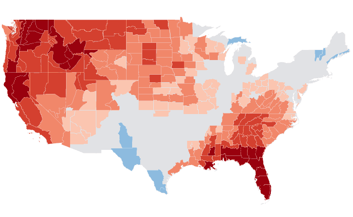 Observed temperature departure from normal for MAM 2015