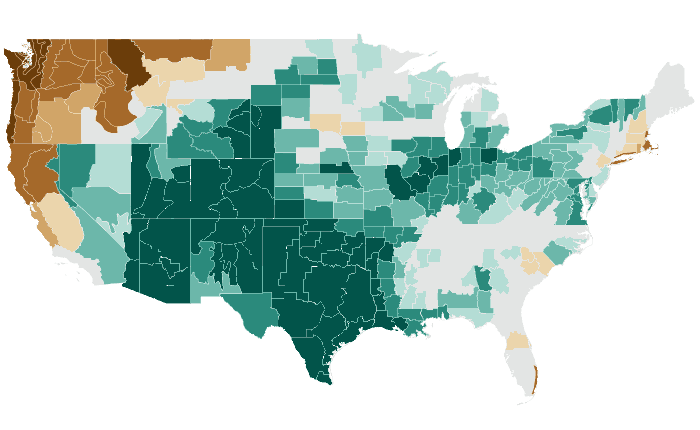 Observed precipitation departure from normal for AMJ 2015