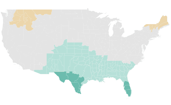 NOAA Climate Prediction Center precipitation outlook for OND 2015, redrawn by division