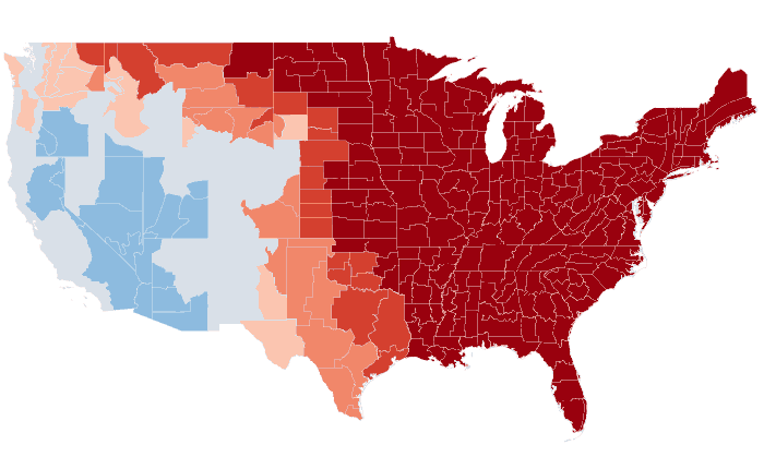 Observed temperature departure from normal for NDJ 2015-16