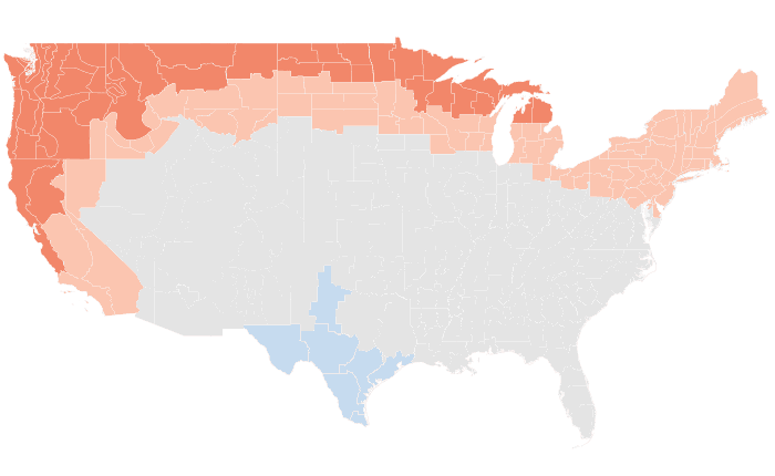NOAA Climate Prediction Center temperature outlook for NDJ 2015-16, redrawn by division
