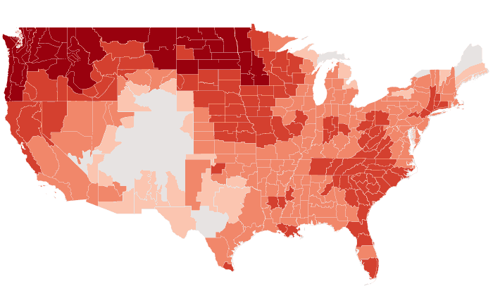 Observed temperature departure from normal for MAM 2016