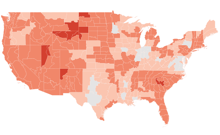 Observed temperature departure from normal for MJJ 2016