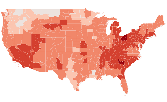 Observed temperature departure from normal for JJA 2016