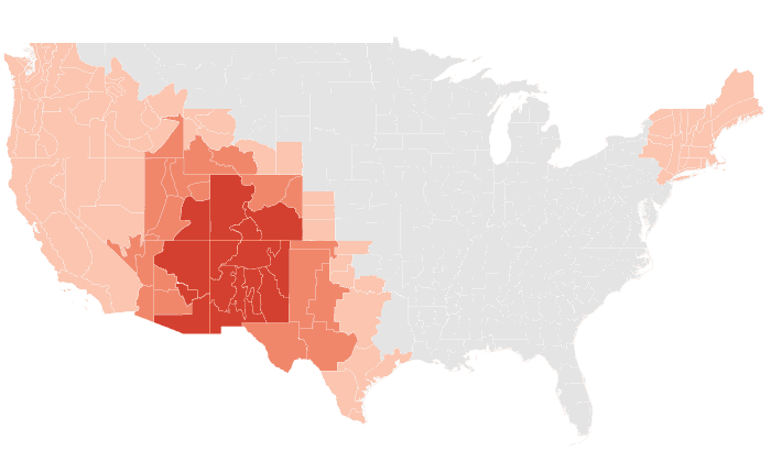 NOAA Climate Prediction Center temperature outlook for OND 2016, redrawn by division