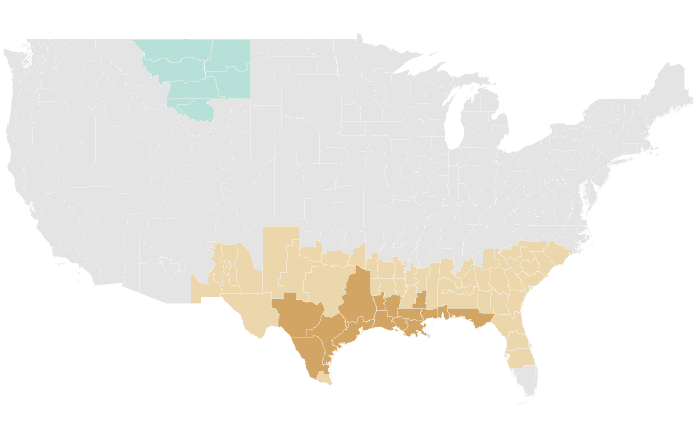 NOAA Climate Prediction Center precipitation outlook for NDJ 2016-17, redrawn by division