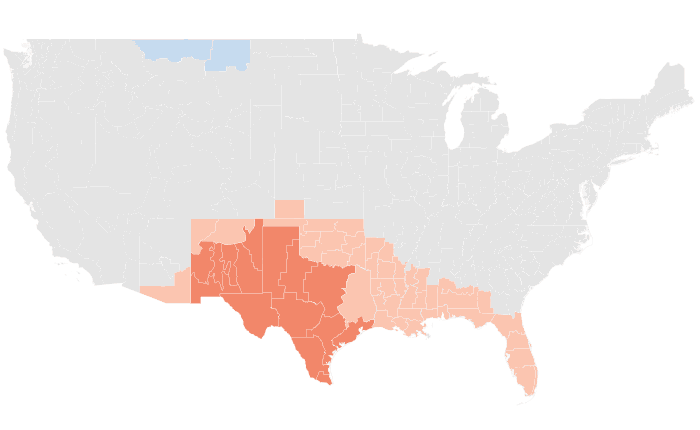 NOAA Climate Prediction Center temperature outlook for FMA 2017, redrawn by division