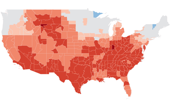 Observed temperature departure from normal for MAM 2017