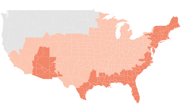 NOAA Climate Prediction Center temperature outlook for MJJ 2017, redrawn by division