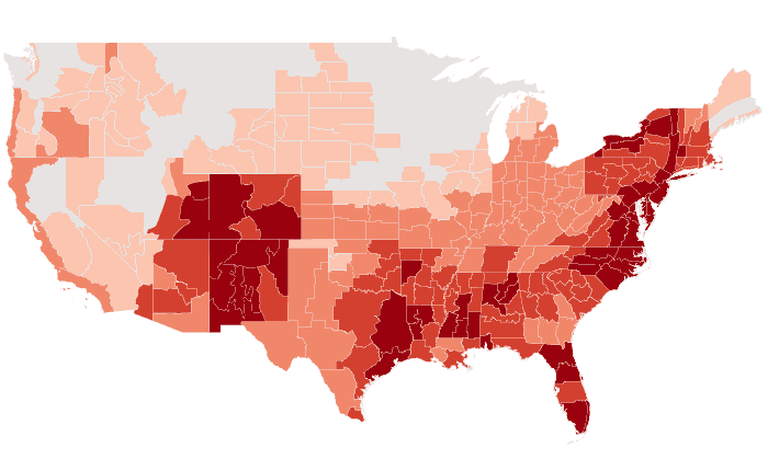 Temperature outlook map for MJJ 2017