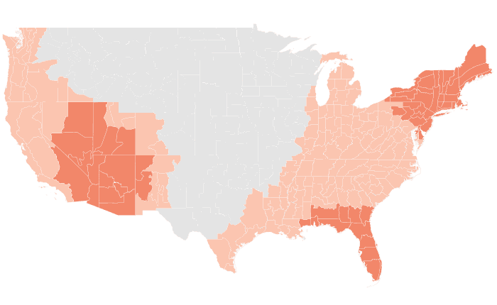 NOAA Climate Prediction Center temperature outlook for JAS 2017, redrawn by division