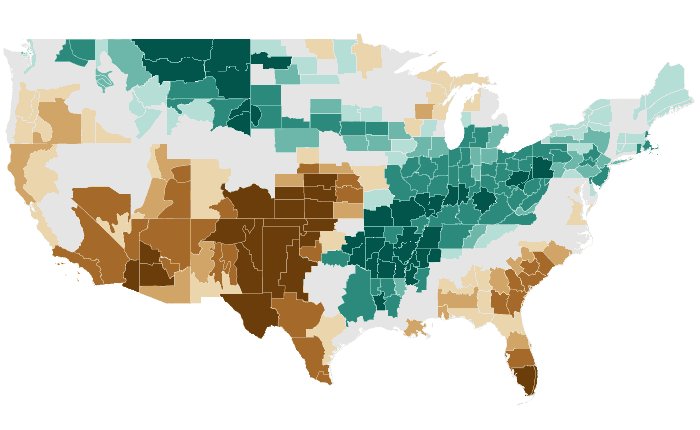 Observed precipitation departure from normal for JFM 2018