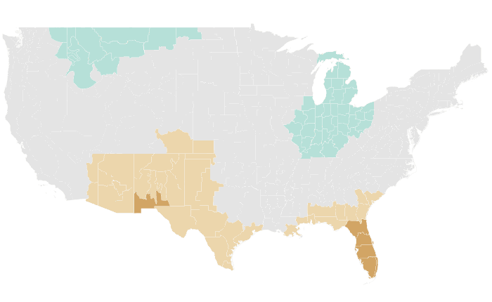 NOAA Climate Prediction Center precipitation outlook for FMA 2018, redrawn by division