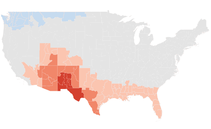 NOAA Climate Prediction Center temperature outlook for FMA 2018, redrawn by division
