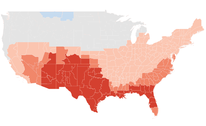 NOAA Climate Prediction Center temperature outlook for AMJ 2018, redrawn by division