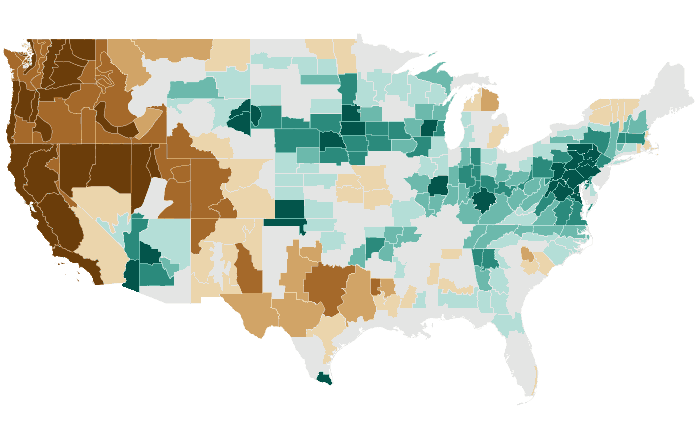 Observed precipitation departure from normal for JJA 2018