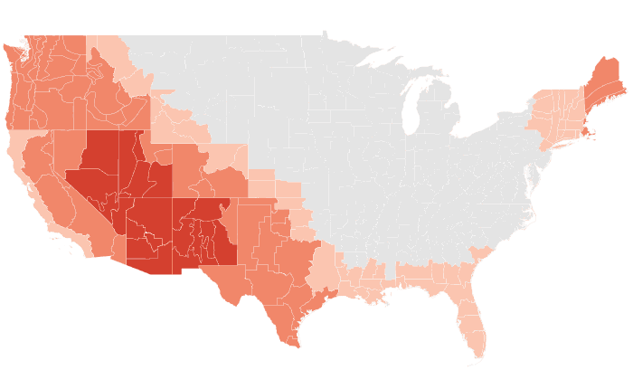 NOAA Climate Prediction Center temperature outlook for JJA 2018, redrawn by division