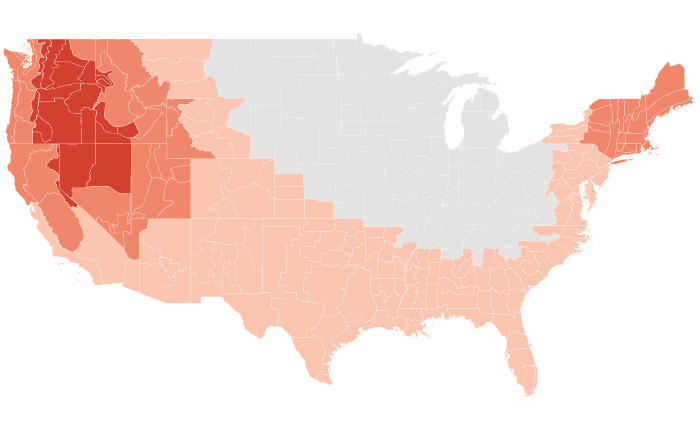 NOAA Climate Prediction Center temperature outlook for JAS 2018, redrawn by division