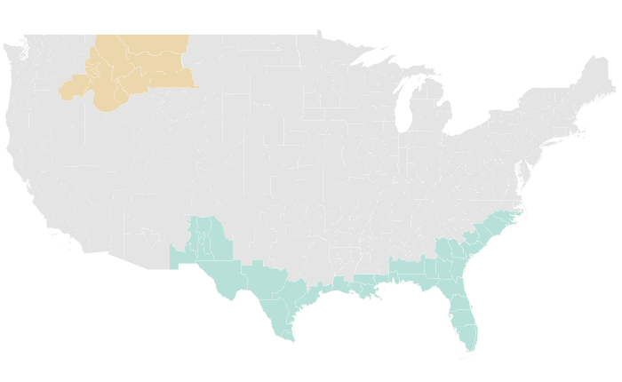 NOAA Climate Prediction Center precipitation outlook for NDJ 2018-19, redrawn by division