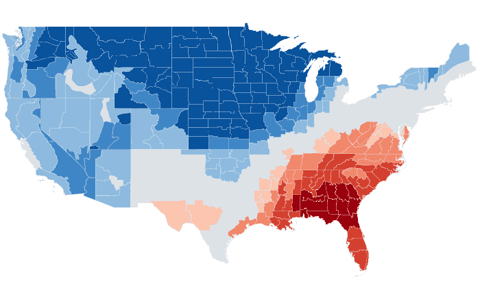 Observed temperature departure from normal for JFM 2019