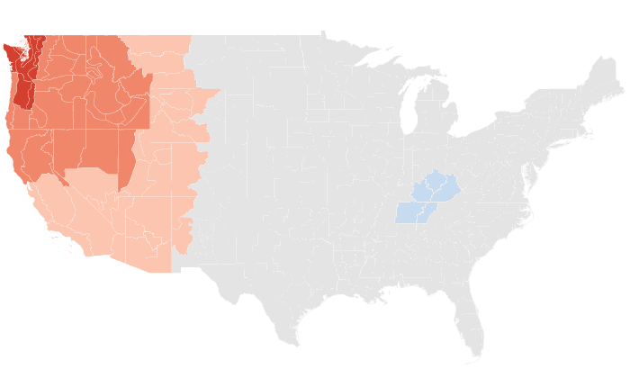 NOAA Climate Prediction Center temperature outlook for FMA 2019, redrawn by division