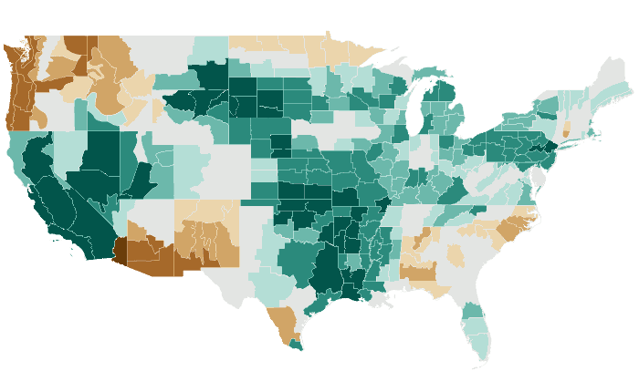 Observed precipitation departure from normal for MJJ 2019