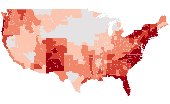 Temperature outlook map for MJJ 2019