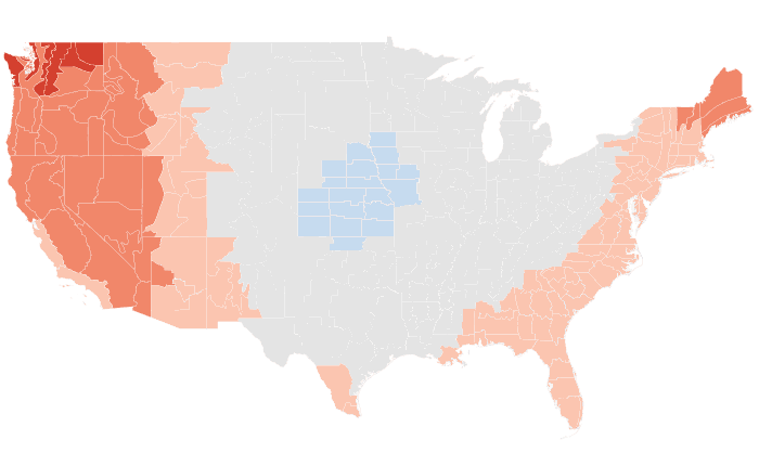 NOAA Climate Prediction Center temperature outlook for JAS 2019, redrawn by division