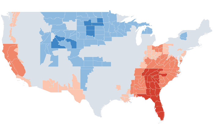 Observed temperature departure from normal for OND 2019