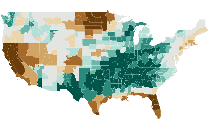 Observed precipitation departure from normal for JFM 2020