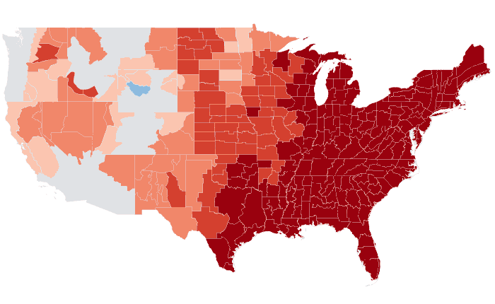 Observed temperature departure from normal for JFM 2020