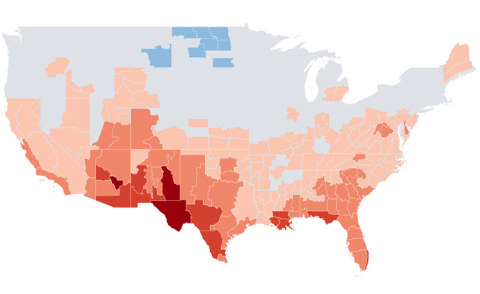 Temperature outlook map for JFM 2020